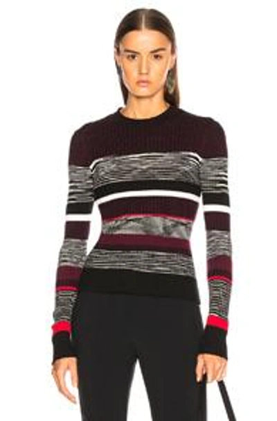 Shop Proenza Schouler Space Dye Knit Sweater In Black,red,stripes