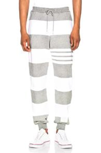 Shop Thom Browne Classic Sweatpants In Gray,stripes,white