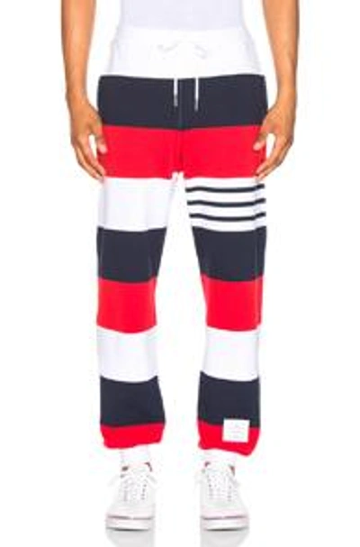 Shop Thom Browne Classic Sweatpants In Blue,red,stripes,white