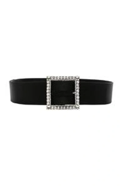 Shop Alexandre Vauthier Crystal Buckle Belt In Black