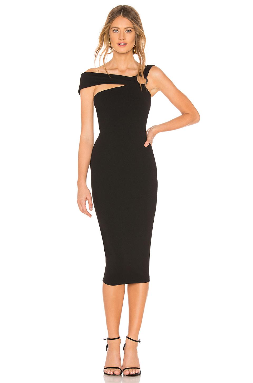 Nookie Alchemy Off Shoulder Midi Dress In Black Modesens