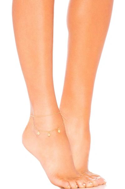 Shop Eight By Gjenmi Jewelry X Revolve Three Coins Double Anklet In Metallic Gold