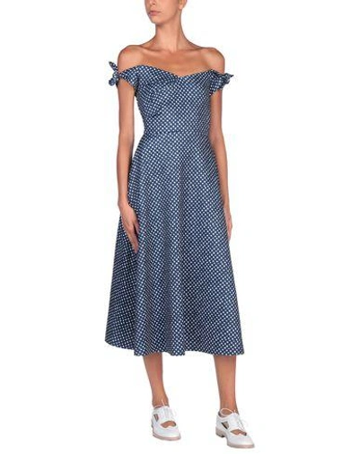 Shop Saloni Midi Dress In Dark Blue