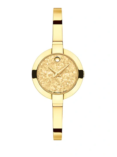 Shop Movado Bela Crystalized Goldtone Stainless Steel Bangle Bracelet Watch
