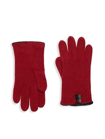 Shop Portolano Leather-trimmed Cashmere Gloves In Beige