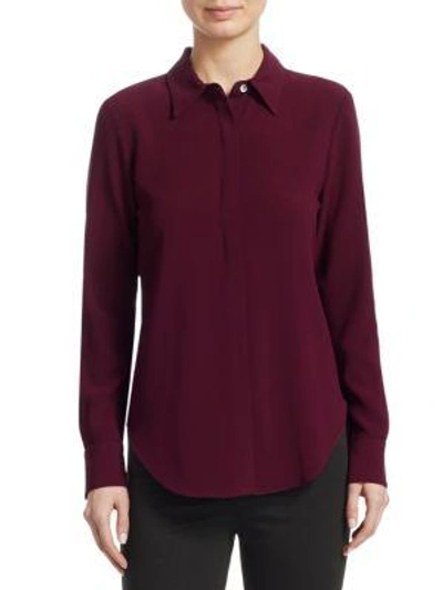 Shop Theory Sunaya Crepe Blouse In Pink Currant