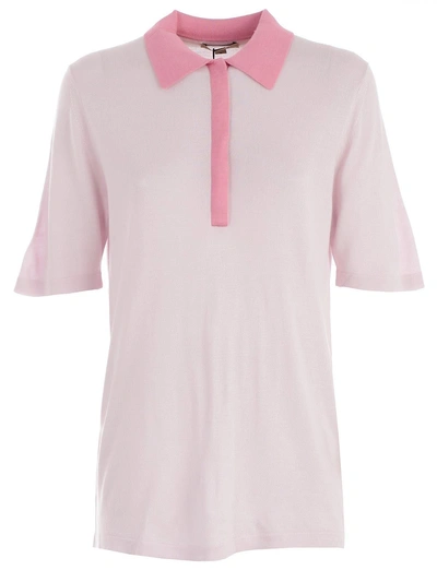 Shop Burberry Contrast Collar Polo Shirt In Apale Lilac
