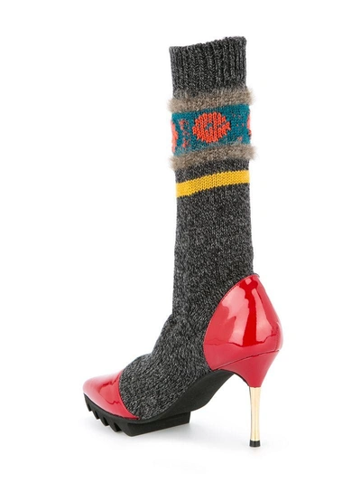 Shop Kolor Intarsia Sock Boots In Multicolour