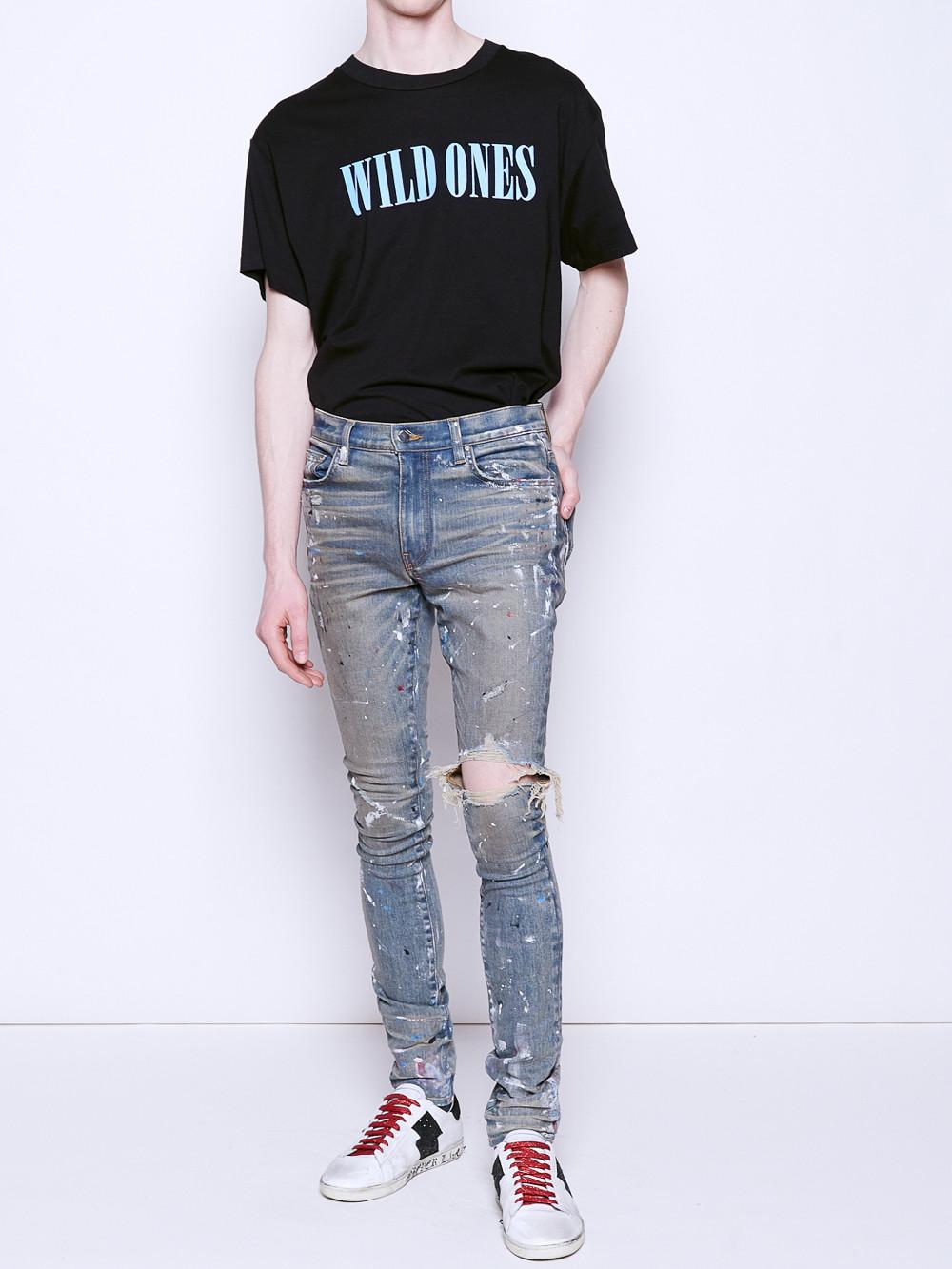 artist broken jean dirty indigo