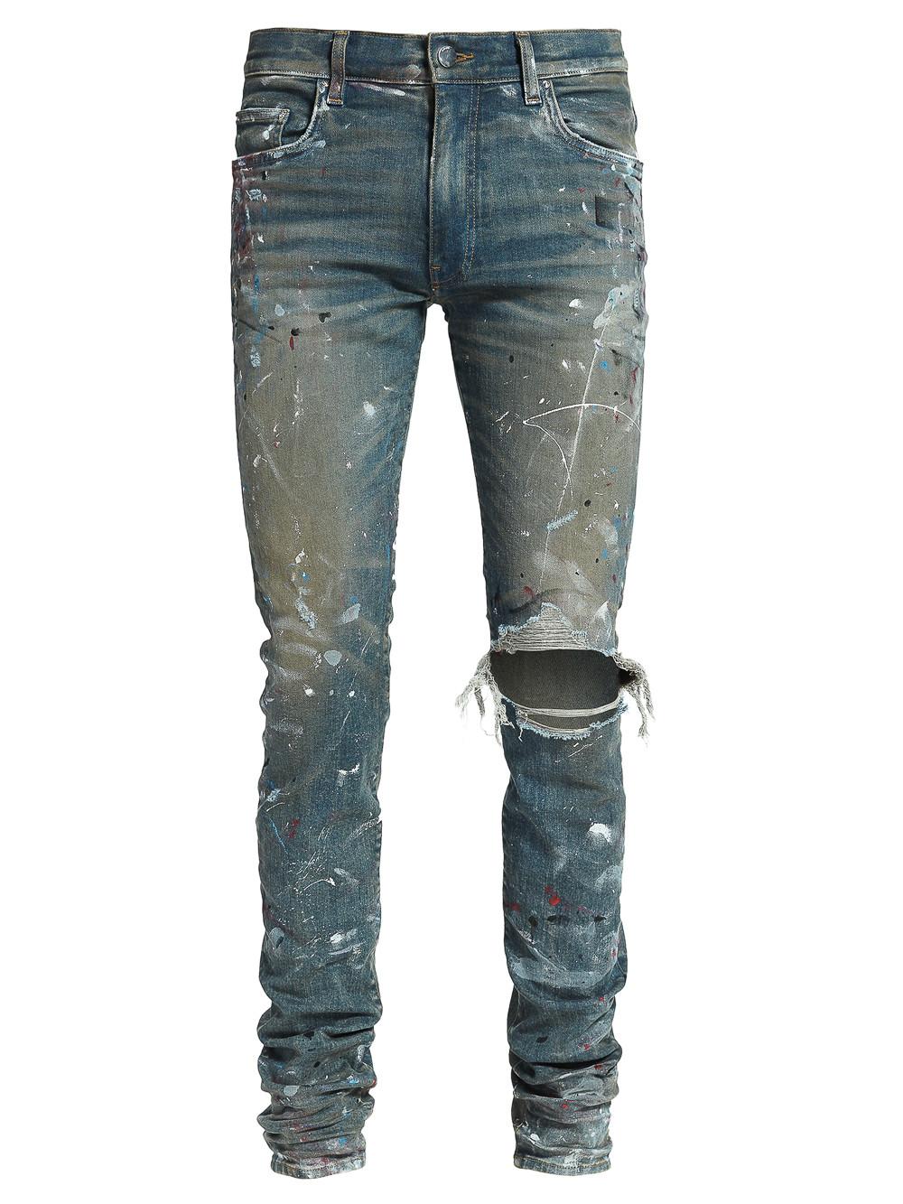 amiri broken paint splatter jeans