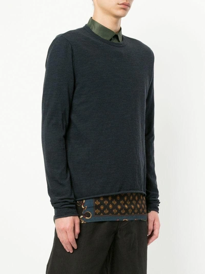 Shop Kolor Printed Detail Lightweight Sweater - Blue
