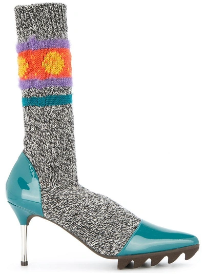 Shop Kolor Intarsia Sock Boots In Multicolour