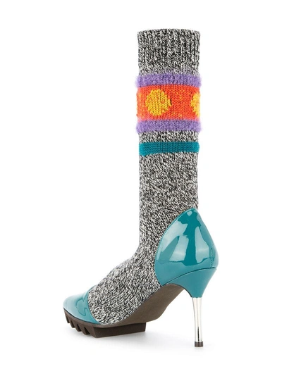 Shop Kolor Intarsia Sock Boots In Multicolour