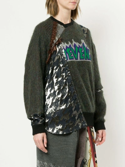 Shop Kolor Patchwork Asymmetric Sweater - Grey