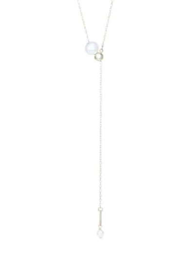 Shop Mizuki 6mm Pearl Slider Necklace In Yellow Gold