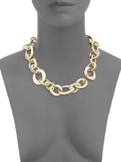 Shop Kenneth Jay Lane Enamel Link Necklace In Gold