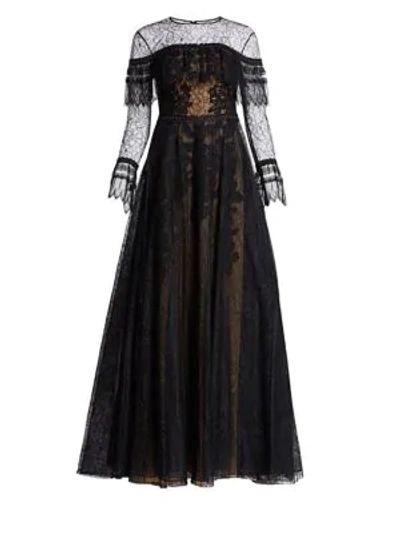 Shop Zuhair Murad Edwardian Lace Gown In Black