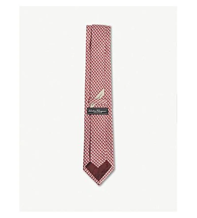 Shop Ferragamo Squirrel Print Silk Tie In Red