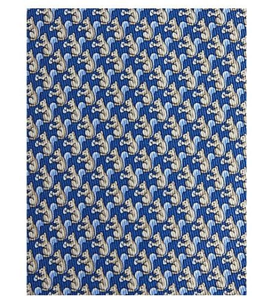 Shop Ferragamo Squirrel Print Silk Tie In Blue