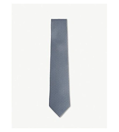 Shop Ferragamo 3d Gancio Silk Tie In Grey