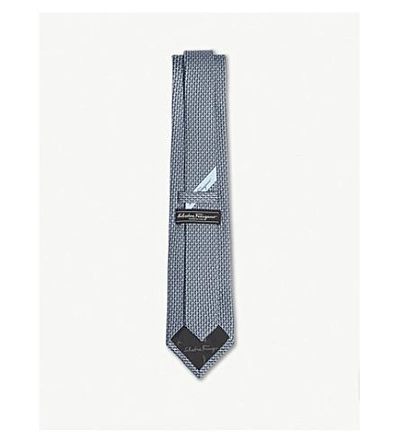 Shop Ferragamo 3d Gancio Silk Tie In Grey