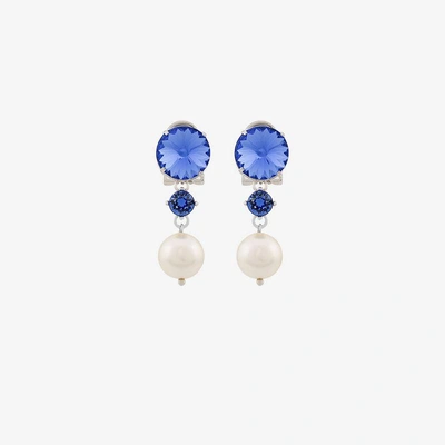 Shop Miu Miu Jewel Pearl Drop Earrings In Blue