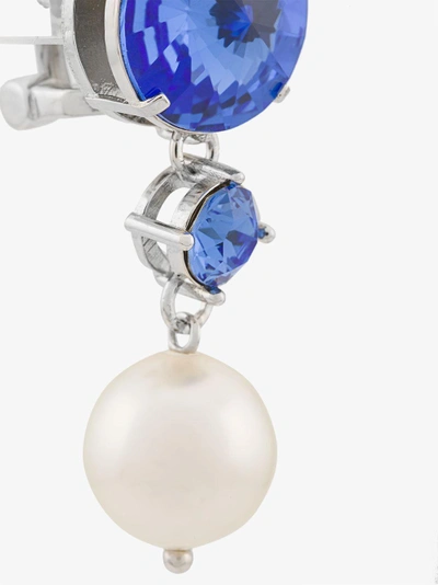 Shop Miu Miu Jewel Pearl Drop Earrings In Blue