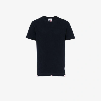 Shop Thom Browne Rear Stripe Cotton T-shirt In Blue