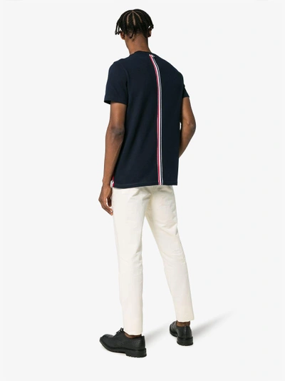 Shop Thom Browne Rear Stripe Cotton T-shirt In Blue