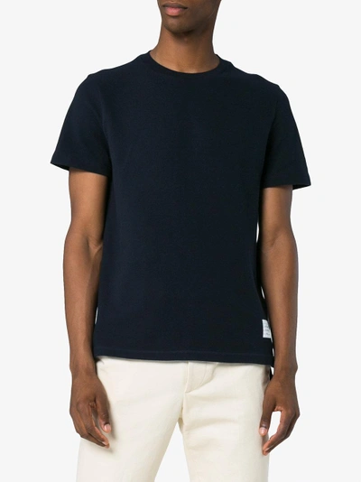 Shop Thom Browne Rear Stripe Cotton T-shirt In Blue