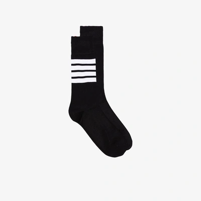 Shop Thom Browne 4-bar Mid-calf Socks In Brown
