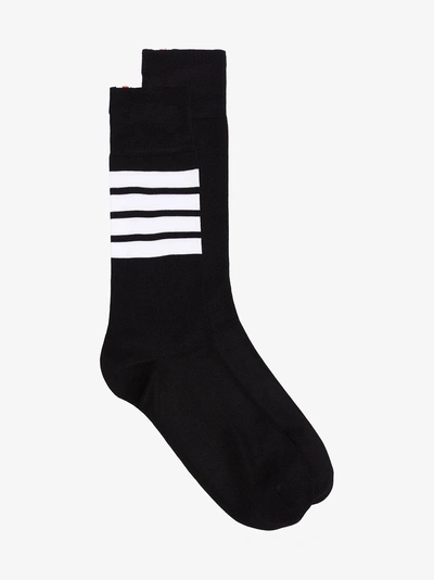 Shop Thom Browne 4-bar Mid-calf Socks In Brown