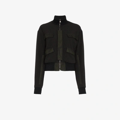 Shop Lot78 Reversible Pocket Detail Long Sleeve Bomber Jacket In Black
