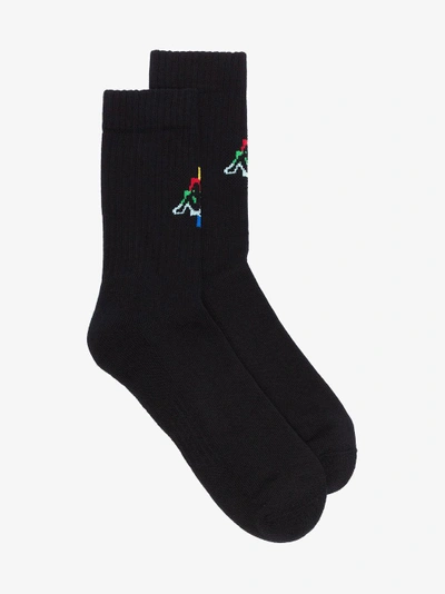 Shop Marcelo Burlon County Of Milan X Kappa Logo Socks In Black