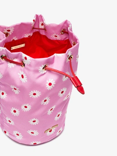 Shop Miu Miu Pink, Red And White Daisy Print Drawstring Pouch In Pink/purple
