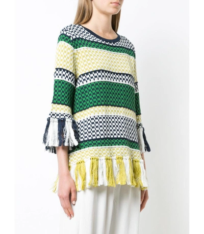 Shop Rosie Assoulin Multicolor Woven Fringed Sweater