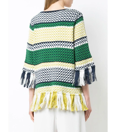 Shop Rosie Assoulin Multicolor Woven Fringed Sweater