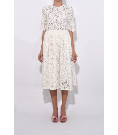 Shop Ganni White Egret Jerome Lace Dress