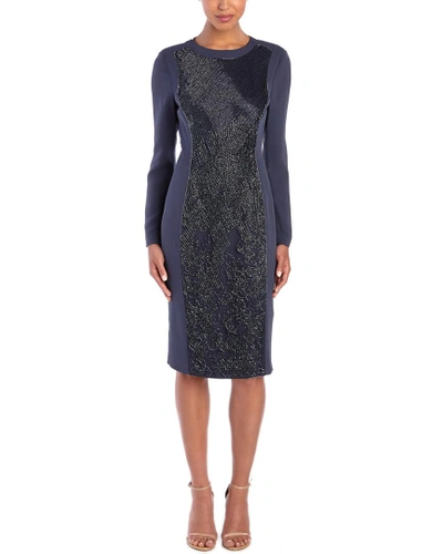 Shop Escada Silk Dress In Blue