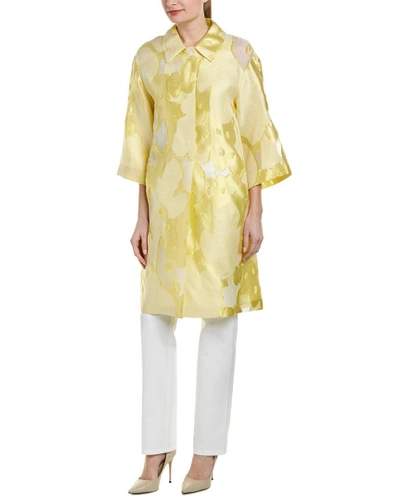 Shop Escada Silk Coat In Yellow