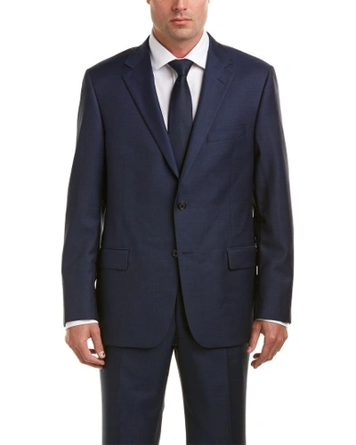 Shop Hickey Freeman Wool Suit With Flat Front Pant In Blue