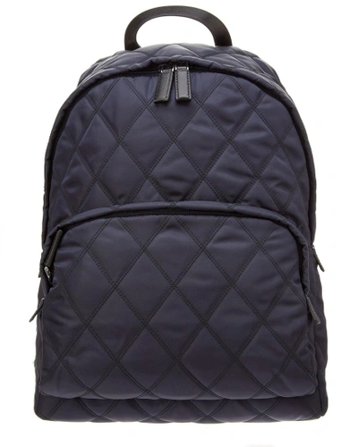 Shop Prada Quilted Nylon & Saffiano Leather Backpack In Blue