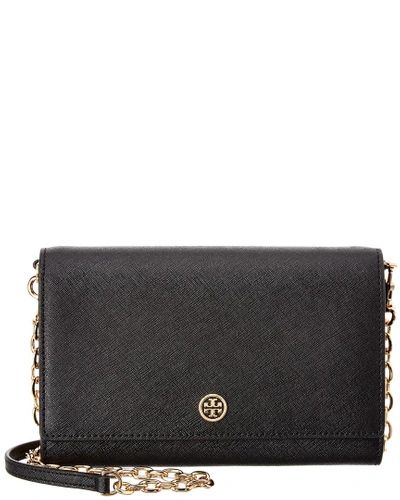 Shop Tory Burch Robinson Leather Chain Wallet Crossbody In Nocolor
