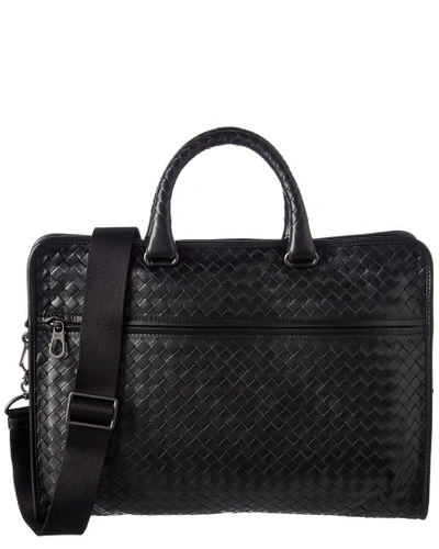 Shop Bottega Veneta Intrecciato Leather Briefcase In Black