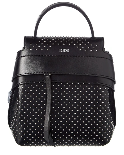 Shop Tod's Mini Wave Leather Backpack In Black
