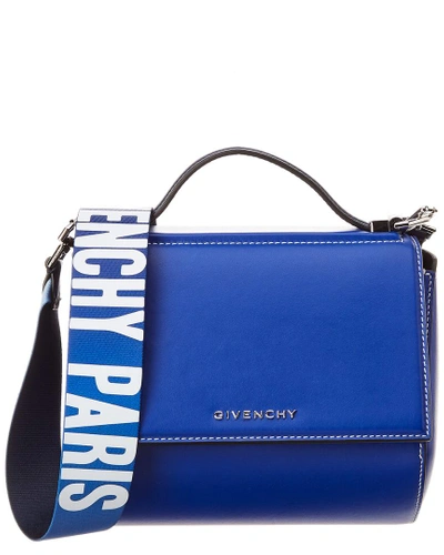 Shop Givenchy Mini Pandora Box Leather Shoulder Bag In Blue