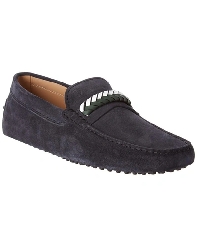 Shop Tod's Gommino Suede Moccasin In Blue