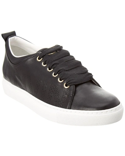 Shop Lanvin Perforated Leather Sneaker In Black