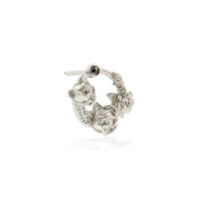 Lee Renee Black Diamond Rose Halo Lapel Pin Silver