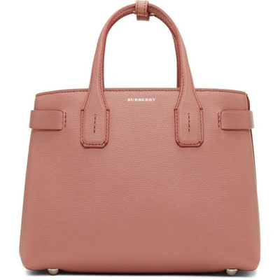 Shop Burberry Pink Small Banner Structured Tote In Dusty Rose